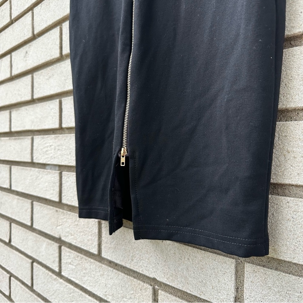 Lulus Black Bodycon Dress V Neck Sleeveless Gold Zip Pencil Cocktail XS - Picture 9 of 16